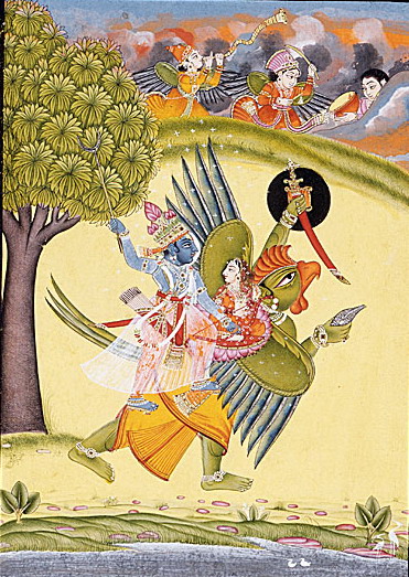 Garuda with Lord Vishnu and Laxmi